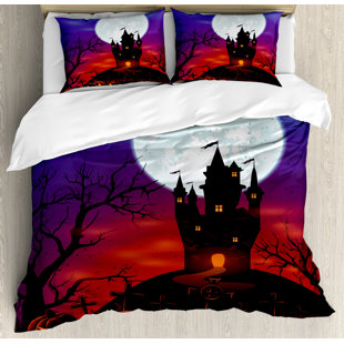 Gothic Bedding Wayfair Gothic Haunted House Castle Hill Valley Night Sky October Festival Theme Duvet Cover Set