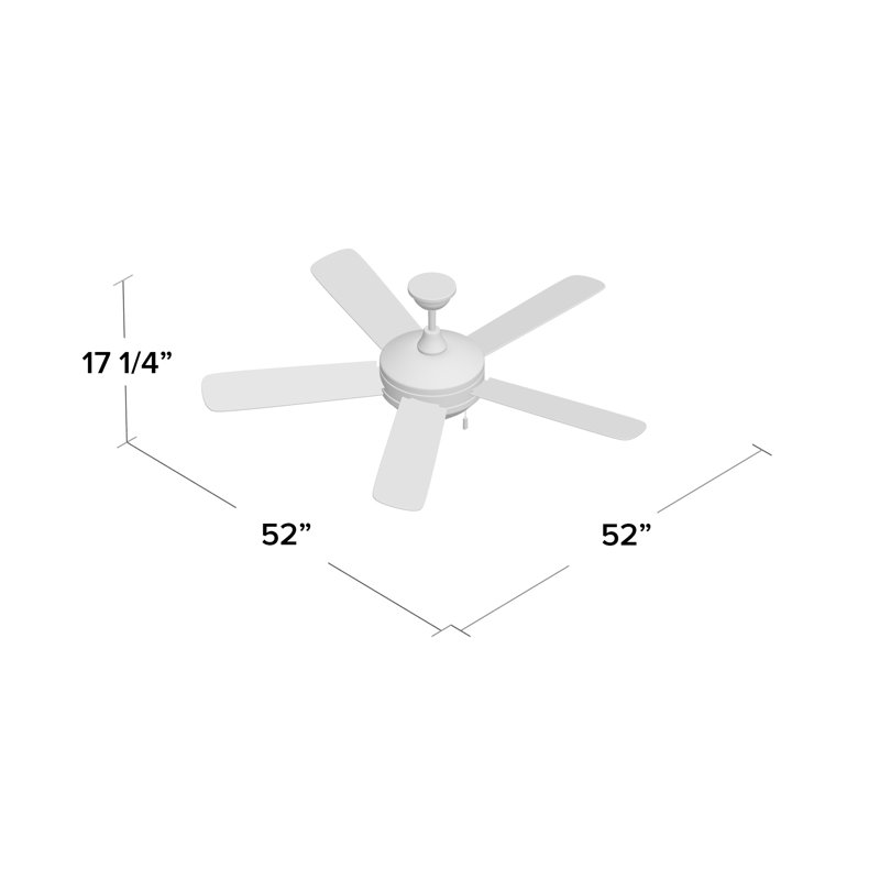 52 Spiker 5 Blade Led Standard Ceiling Fan With Pull Chain And Light Kit Included
