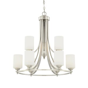 Castano 9-Light Etched White Shaded Chandelier
