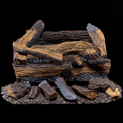 Duluth Forge Ventless Dual Fuel Gas Log Set - 18 in. Split Red Oak - Remote Control