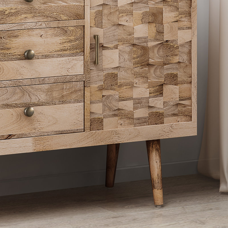 Union Rustic Westra Mid Century Modern Mango Wood 3 Drawer Sideboard Reviews