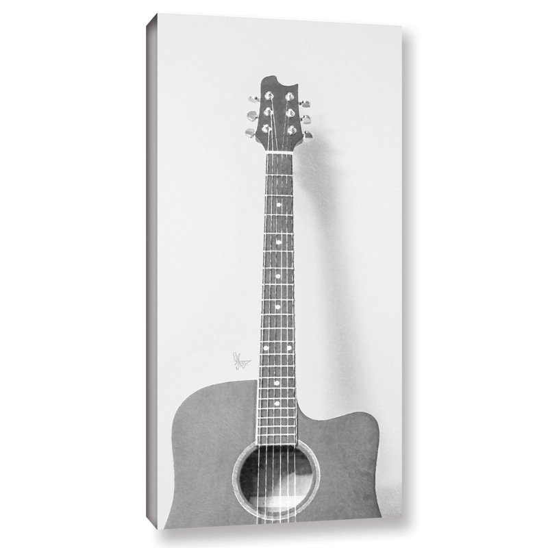 Wrought Studio Grayscale Acoustic Guitar Painting Print On