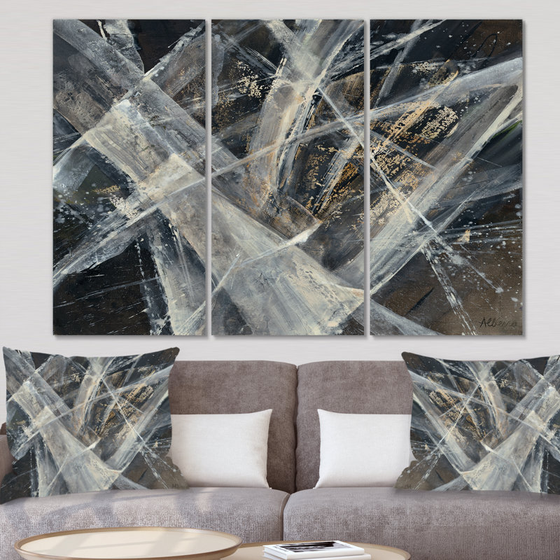 East Urban Home Abstract Glacial Black And White Painting Multi