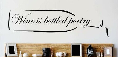 LARGE QUOTE HAPPINESS RED WHITE WINE WALL ART STICKER TRANSFER