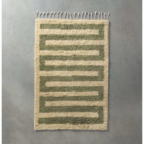 AllModern Essi Handmade Wool Green/Tan Rug | Wayfair