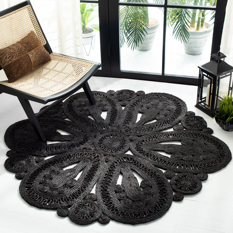 Mistana™ Round Addisyn Handmade Handwoven Jute/Sisal Black Area Rug