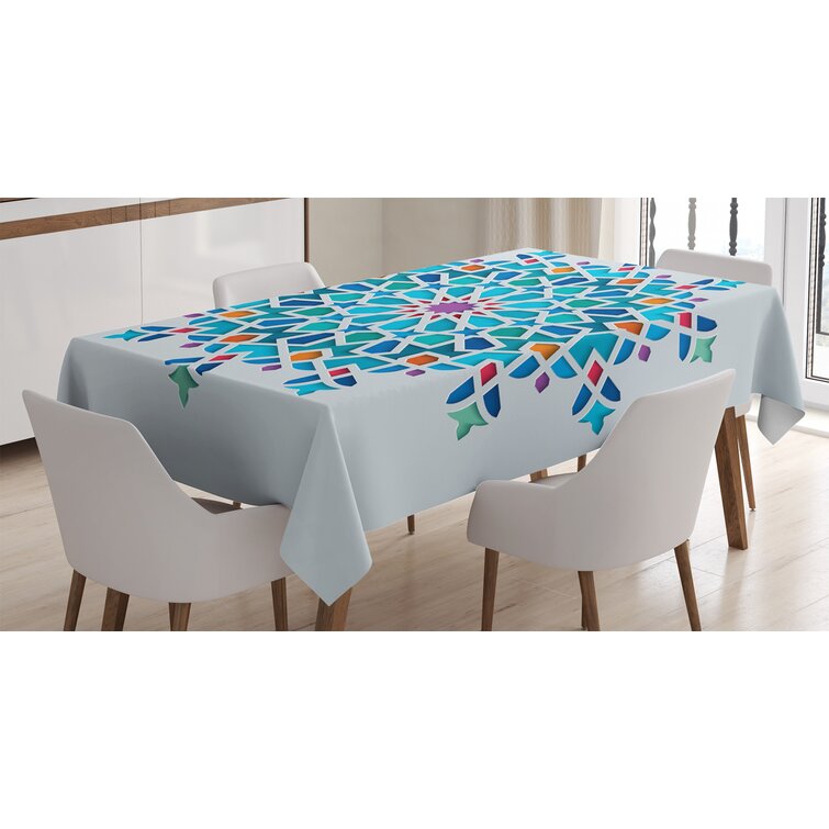 Ambesonne Abstract Tablecloth Dining Room Kitchen Rectangular Table Cover Charcoal Grey Background Image with Floral Flowers and Circled Detailed Artwork 52 X 70 Multicolor 