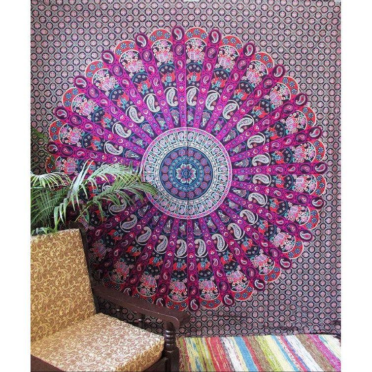 Bohemian Indian Mandala Wall Hanging Purple Queen Printed Floral Throw Tapestry 