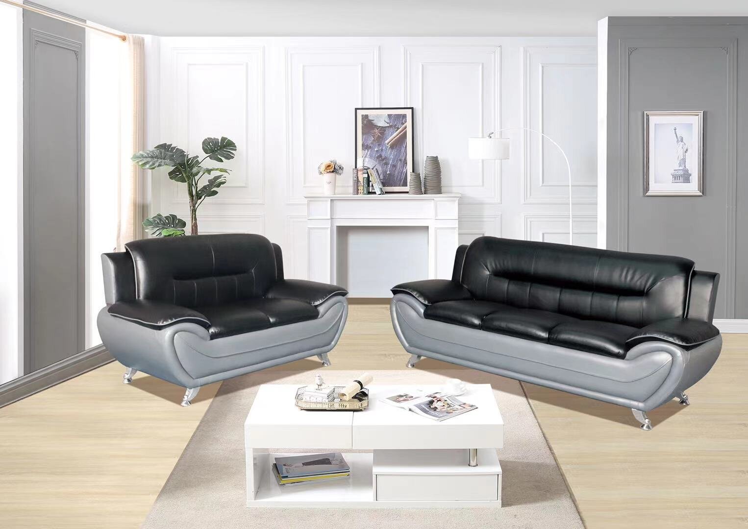Ivy Bronx Modern 20 Piece Living Room Sofa Set Leather Couch ...