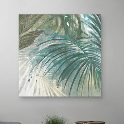 Sage Fronds by K. Nari - Wrapped Canvas Wall Art Tropical Print - 35" x 35"