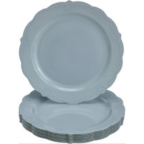Heavy Duty Plastic Dishes Elegant Fine China Look DISPOSABLE SALAD PLATES 20 pc Renaissance – Royal Blue 9” 