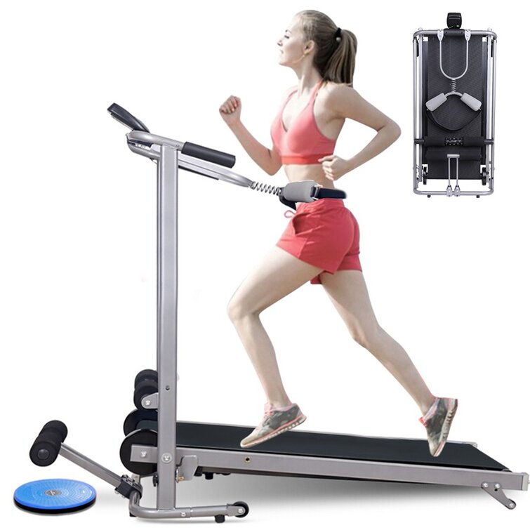 Multicolor Home G-ym Two-wheeled Walking Treadmill Running Exercise Machine with Fitness Strap LCD Display 【US Fast Shipment】Portable Mechanical Treadmill Foldable Walking Machine