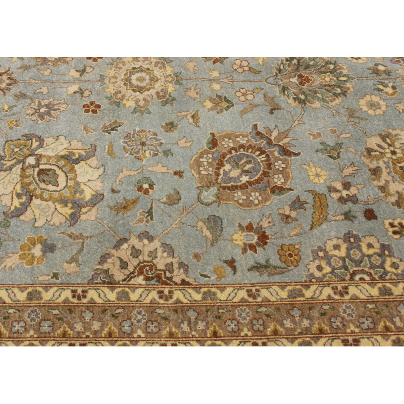 Arshs Fine Rugs Campton Hand Knotted Wool Blue Tan Area Rug