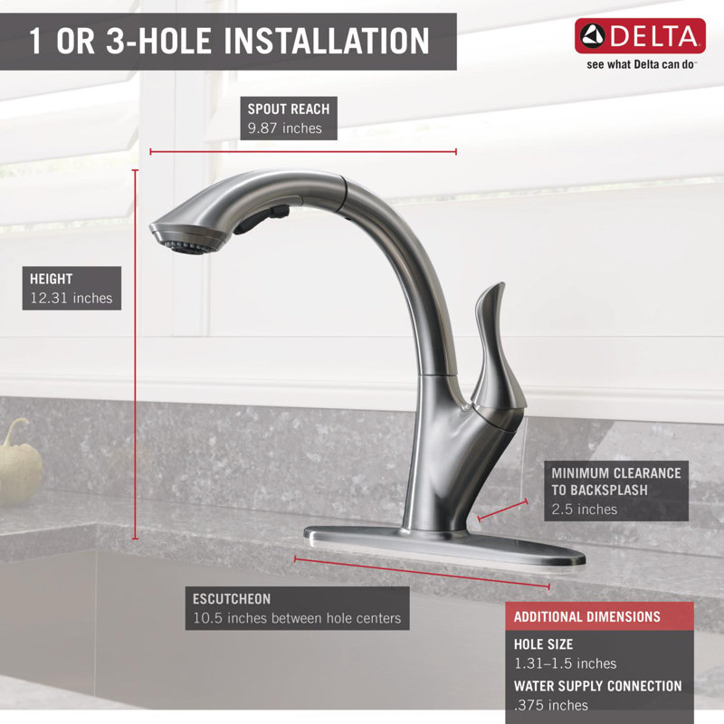 4153 Rb Dst Dst Ar Dst Delta Linden Pull Down Touch Single Handle Kitchen Faucet With Diamond Seal Technology Reviews Wayfair