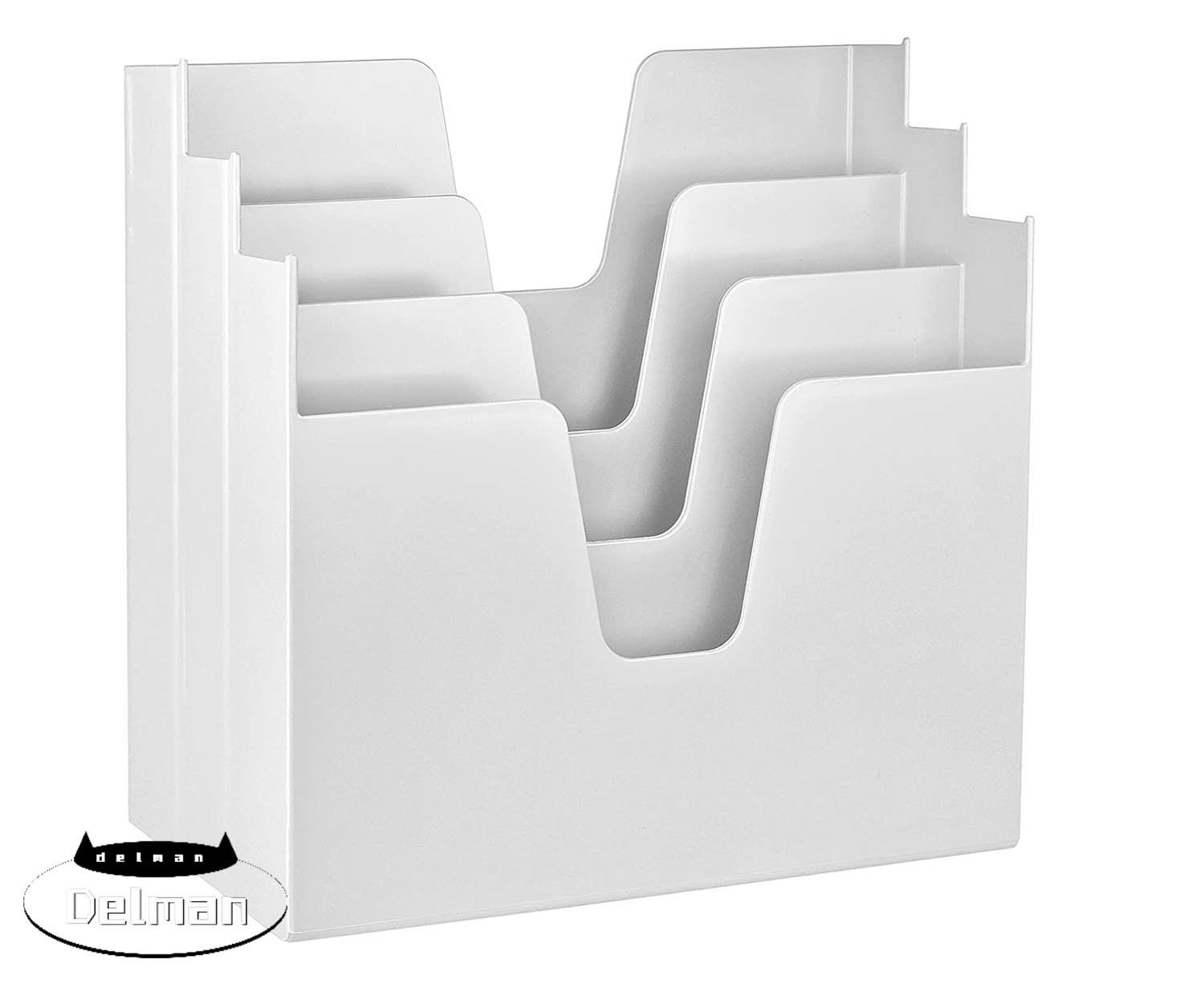 Delman Horizontal Triple File Folder Holder Incline Desktop Organizer