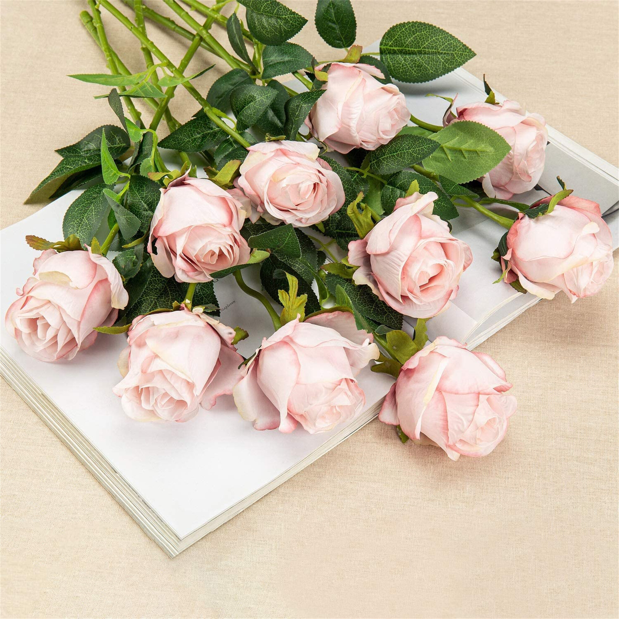 10Pcs Artificial Rose Latex Fake Flowers Floral Bouquet Valentines Wedding Decor 