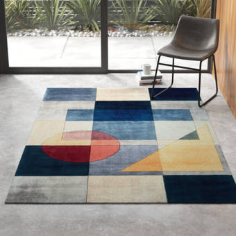 Robie Hand Tufted Wool Blue Red Yellow Area Rug Reviews Allmodern