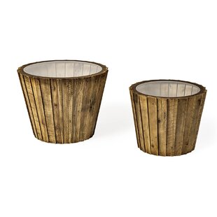 Hillpoint 18.75'' Tall Glass Drum Nesting Tables by Loon Peak®