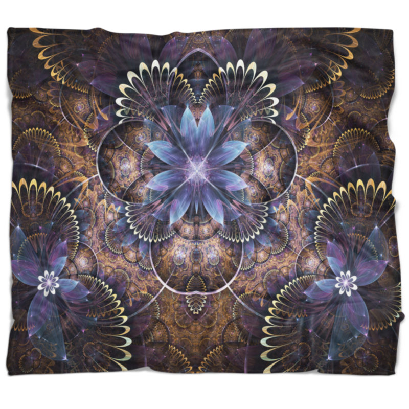 East Urban Home Floral Fractal Glossy Digital Art Blanket Wayfair