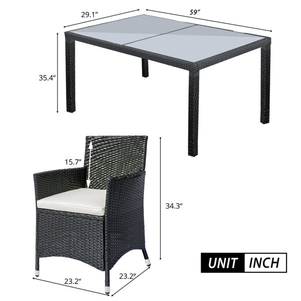 Kloei Rectangular 6 - Person 59'' Long Dining Set with Cushions