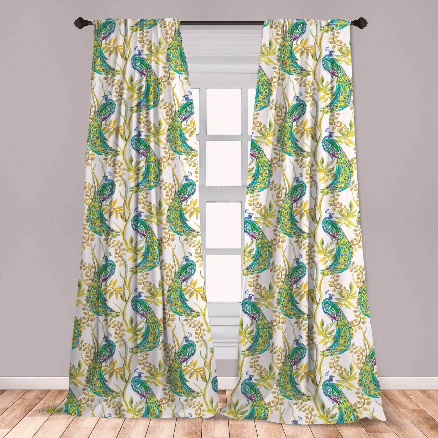 Peacock Room Darkening Rod Pocket Curtain Panels