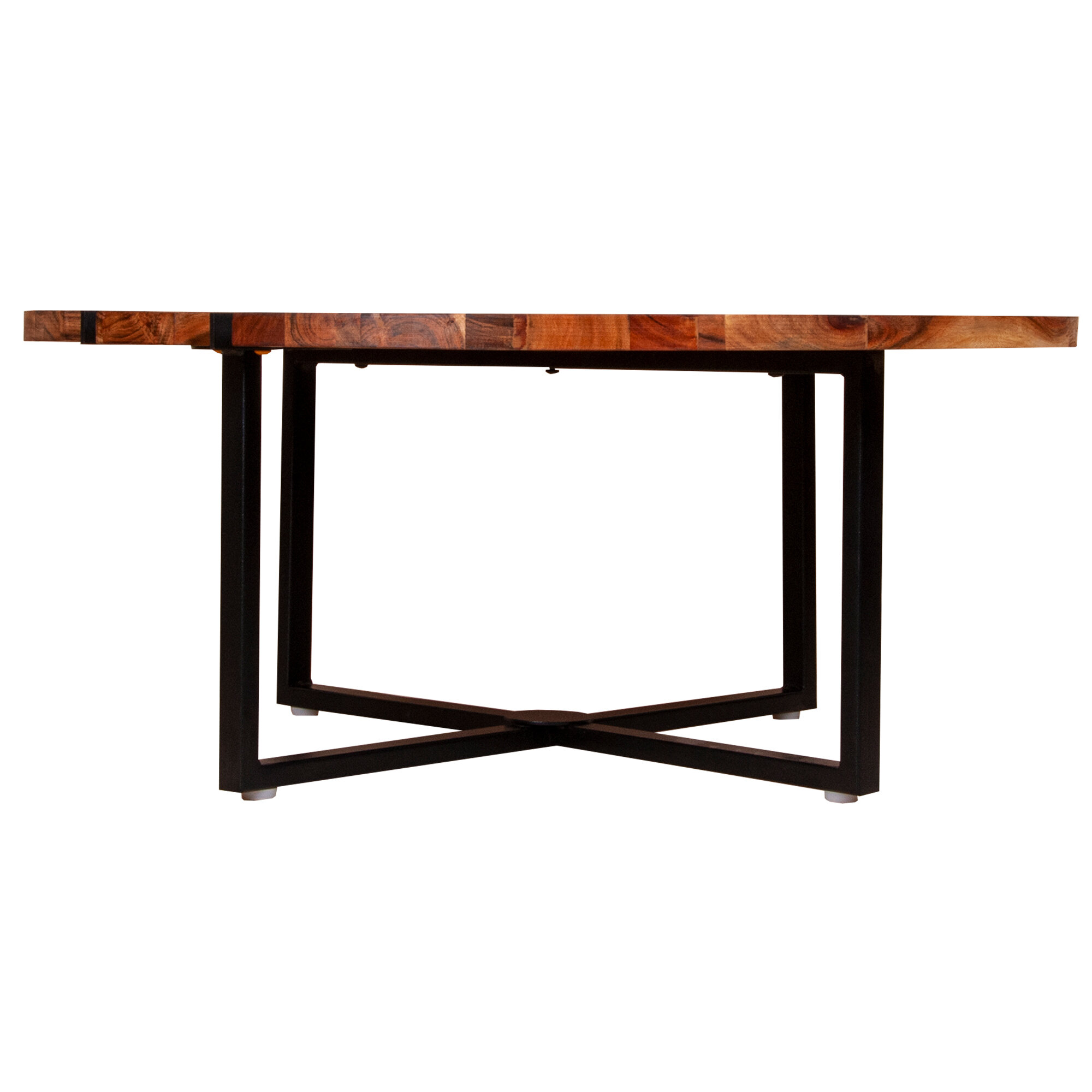 Round Wood Top Coffee Table With Metal Legs / Eden Bridge Designs