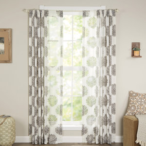 Flori Silk Burn Out Sheer Single Curtain Panel
