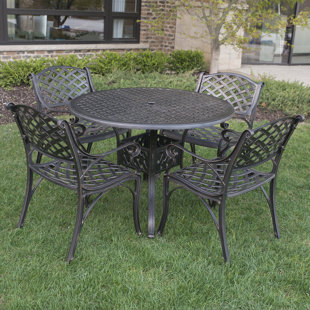 Cast Aluminum Patio Furniture Wayfair Cordeiro Cast Aluminum 5 Piece Dining Set