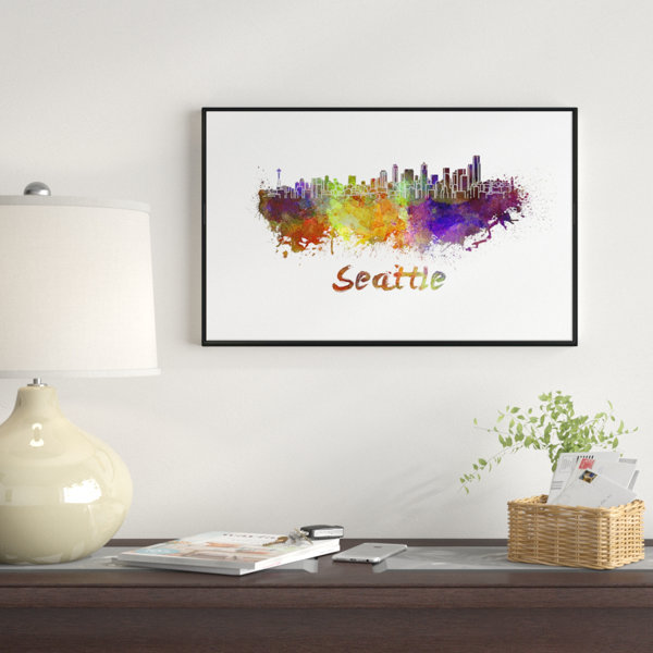 East Urban Home Seattle Skyline Framed Oil Painting Print On