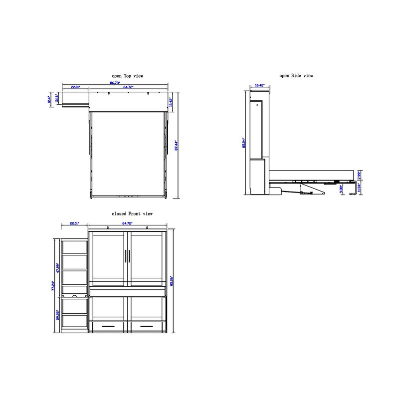 Brayden Studio Munn Desk Queen Murphy Bed Wayfair