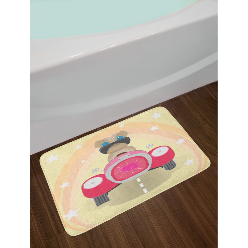 East Urban Home Ambesonne Dog Driver Bath Mat By Puppy Traveling