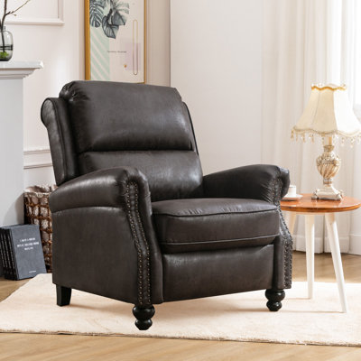 34.6" Wide Classic and Overstuffed Soft Pushback Recliner with Rivet brown 