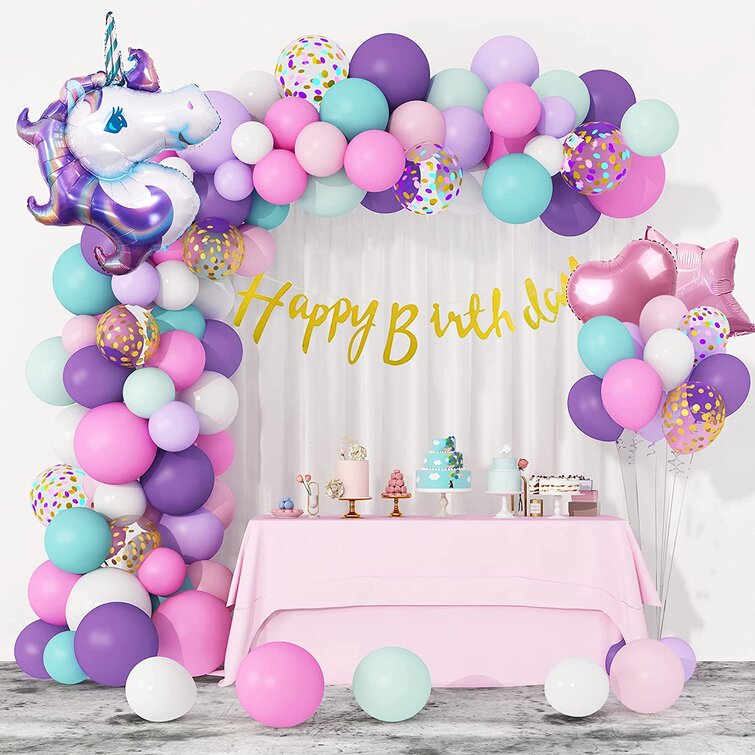 Number 7 Birthday Party Balloons for Unicorn Theme Party Supply Balloon Decorations Set for Girls Kids 