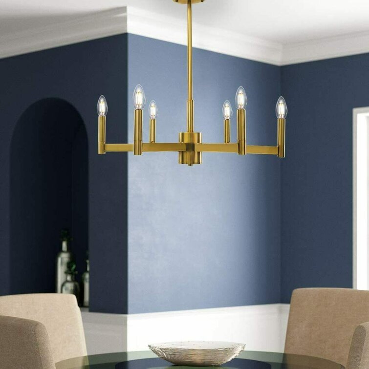 Mercer41 6-Light Gold Chandelier Dining Room 26 Inch Modern Sputnik Hanging  Pendant Lighting Mid Century Ceiling Light Fixture & Reviews | Wayfair