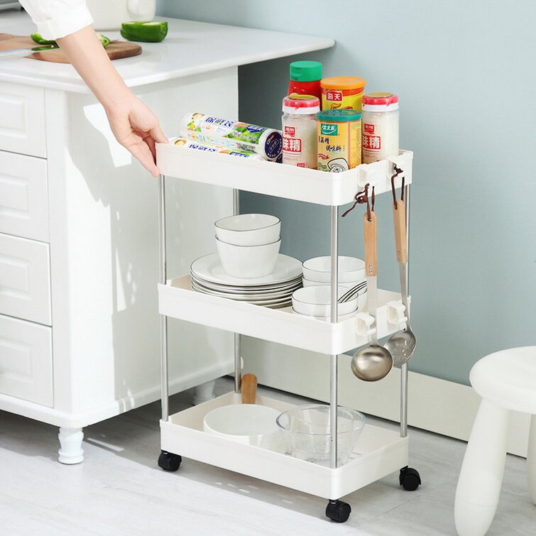 3 Tier Storage Compartment Home Plastic Organiser With Shelving Unit 