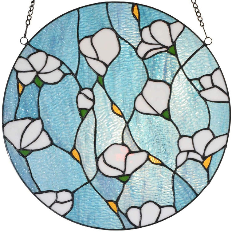 Winston Porter Magnolia Flower Stained Glass Window Panel Wayfair
