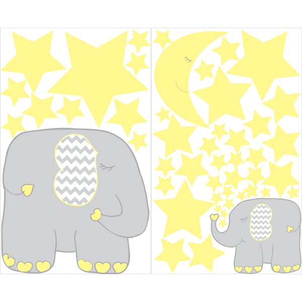 Pink Elephants Children's Wall Art Stickers Decals 6 Sheets 36 Stickers 