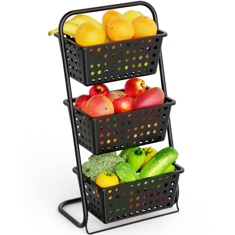 3 Tier Fruit Basket Stand, Countertop Fruit Storage Baskets Stand With  Removable Plastic Basket For Fruit, Vegetable, Snacks, Potato, Floor Market  ...