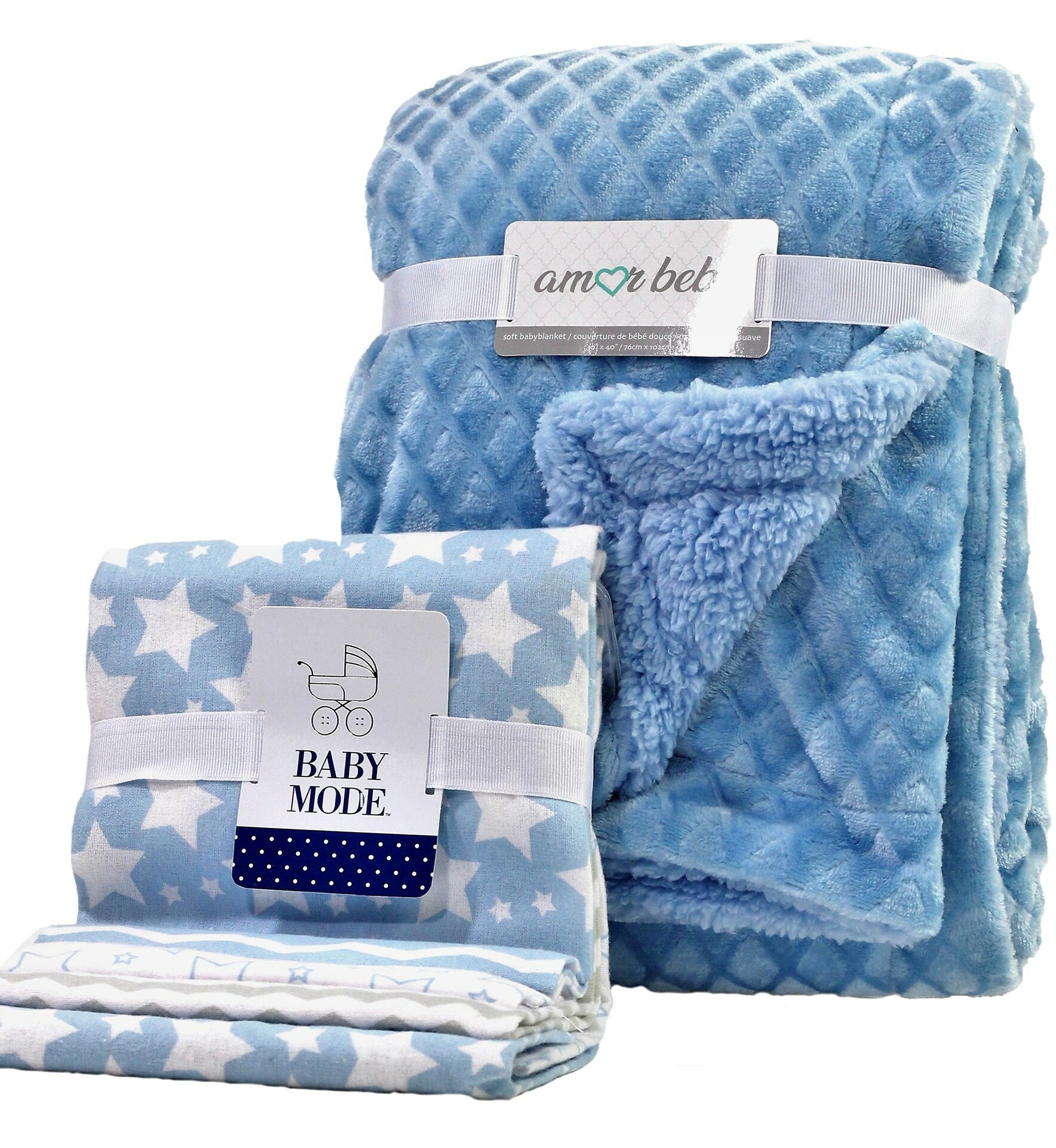 3StoriesTradingCompany Blue 5 Piece Baby Blanket Gift Set Reviews Wayfair