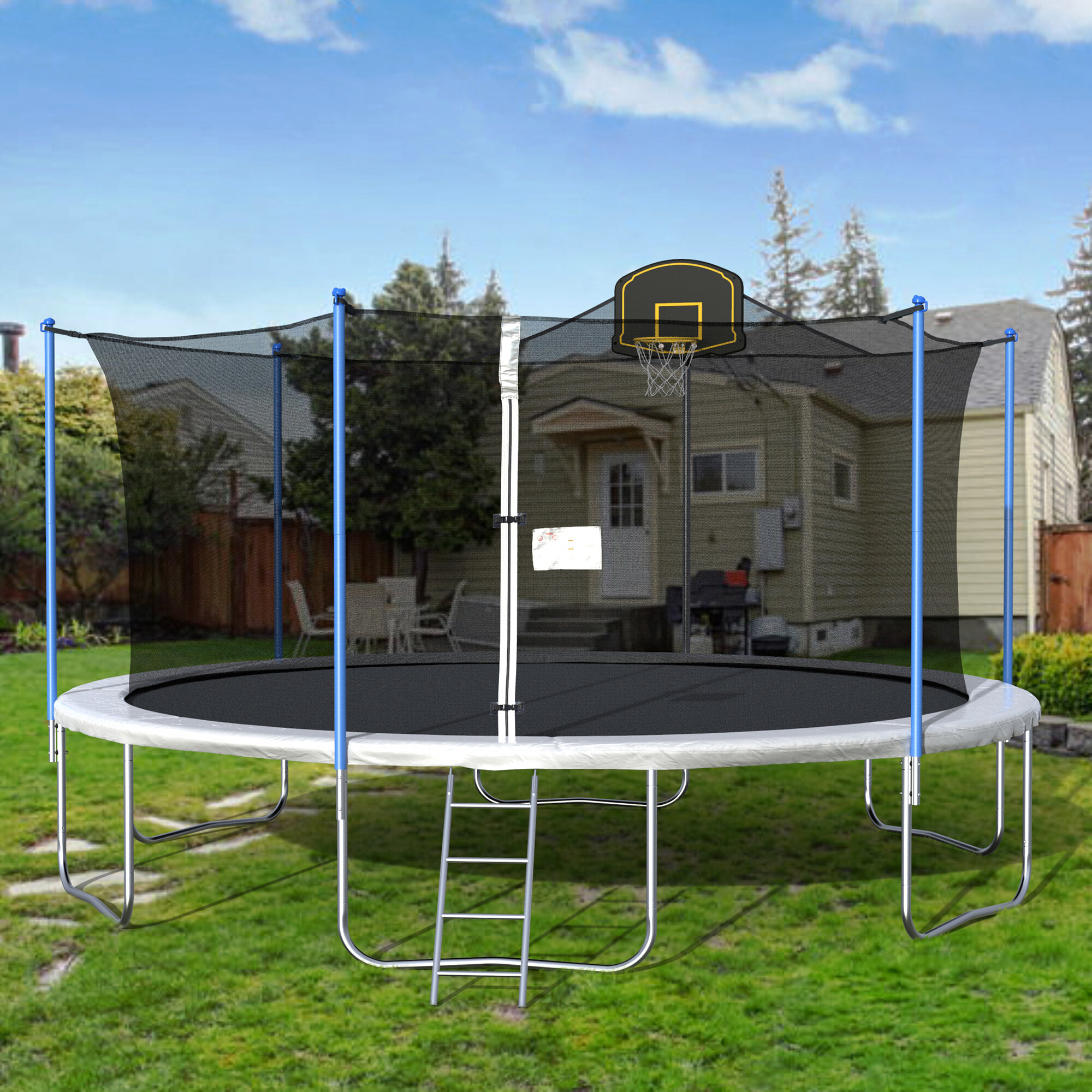 Phoebecat 1911 Round Backyard Trampoline With Safety Enclosure Wayfair