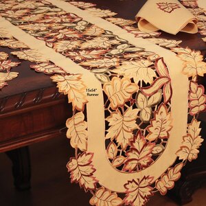 Wendling Embroidered Cutwork Fall Table Runner