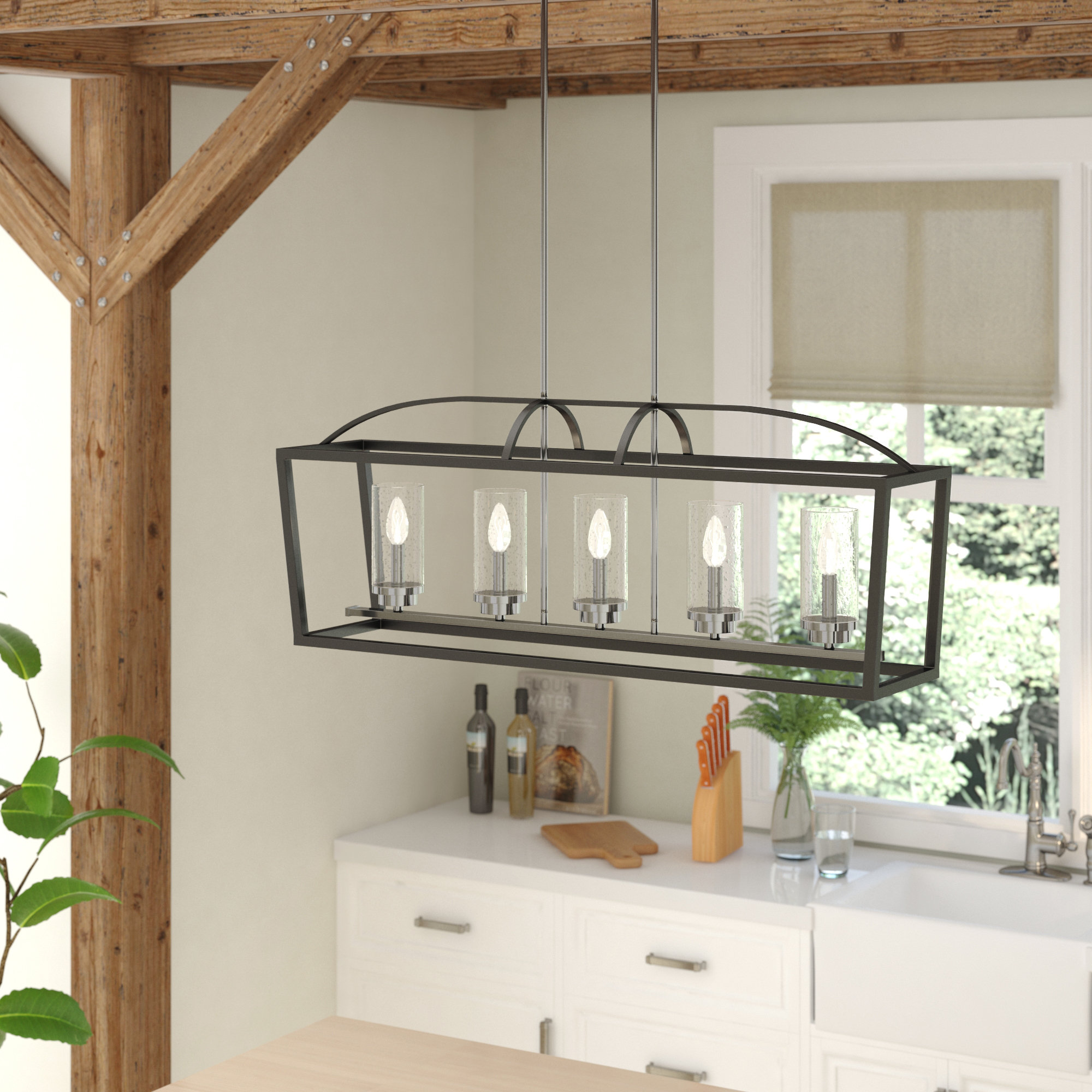 Wade Logan® Skegness 5 - Light Kitchen Island Linear Pendant & Reviews ...