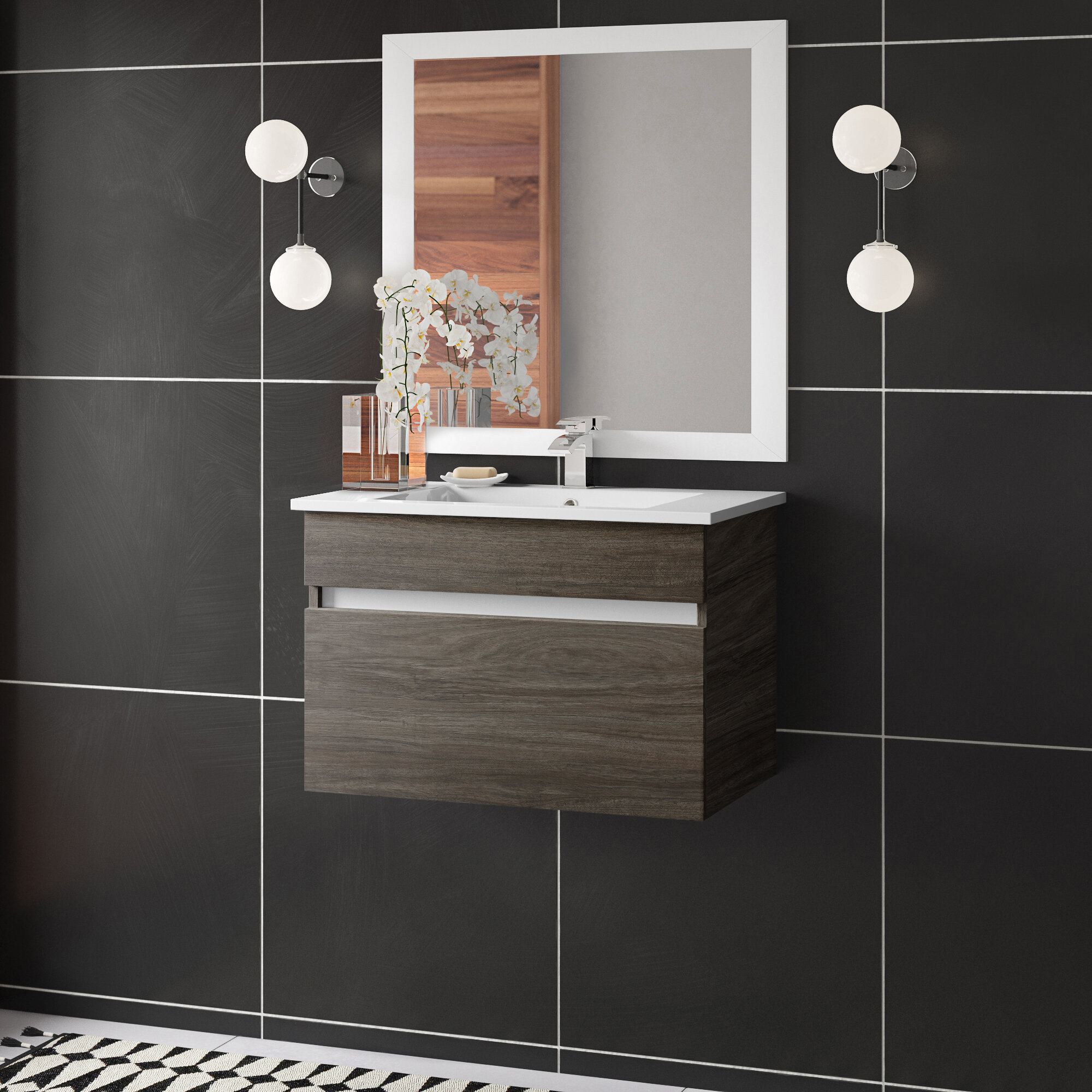 Allmodern Wood Grain Ivory Floating 30 Single Bathroom Vanity Reviews Wayfair