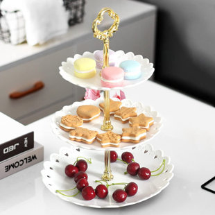 3 Tier Fruit Plate Dessert Cake Stand Display Rack For Wedding Birthday Hollow 