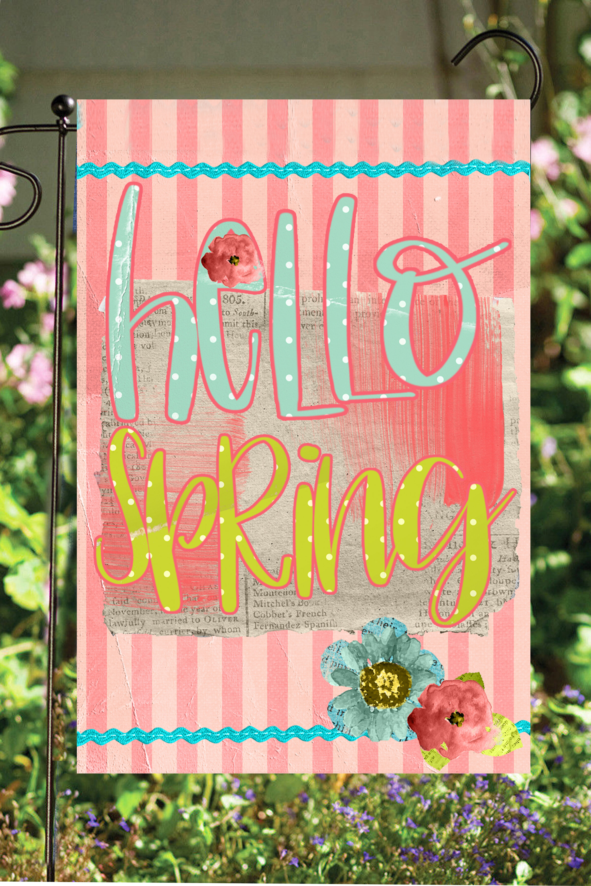 NEW Beyer Market Double Sided Hello Spring 12 X 18 Garden Flag Beautiful