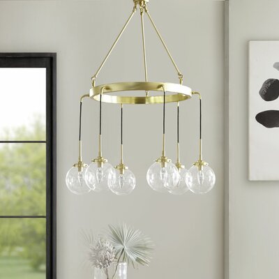 Skyloft 6 Light Wagon Wheel Chandelier Gracie Oaks Finish Gold