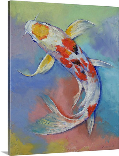 Great Big Canvas Butterfly Koi Fish By Michael Creese Painting