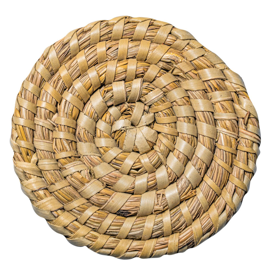 Argon Tableware 6X Water Hyacinth Wicker Weave Coasters - Palm Leaf Design Round Drinks Woven Coaster