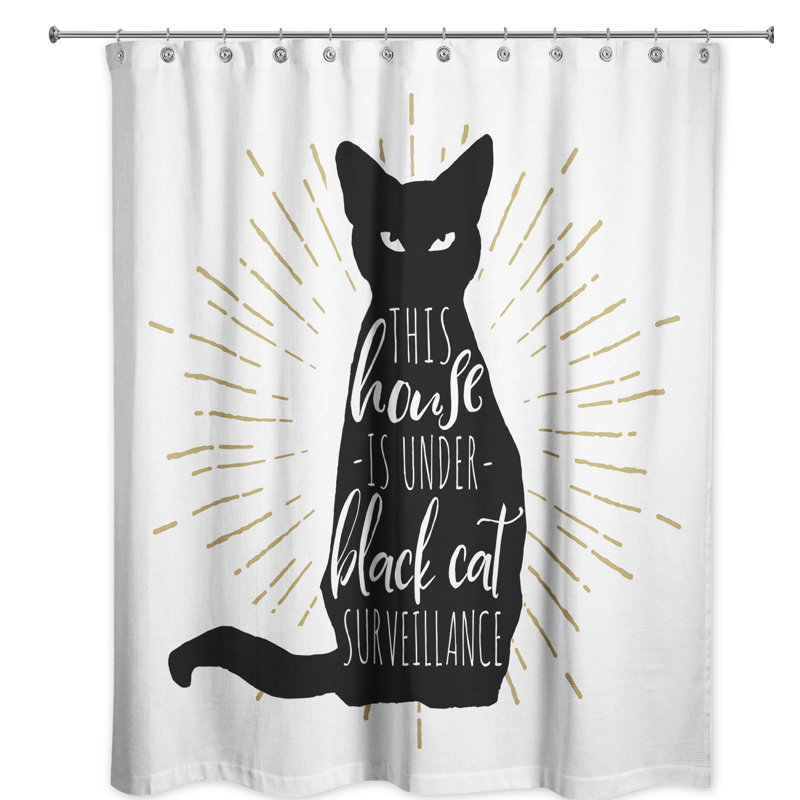 Ebern Designs Loree Black Cat House Single Shower Curtain Wayfair