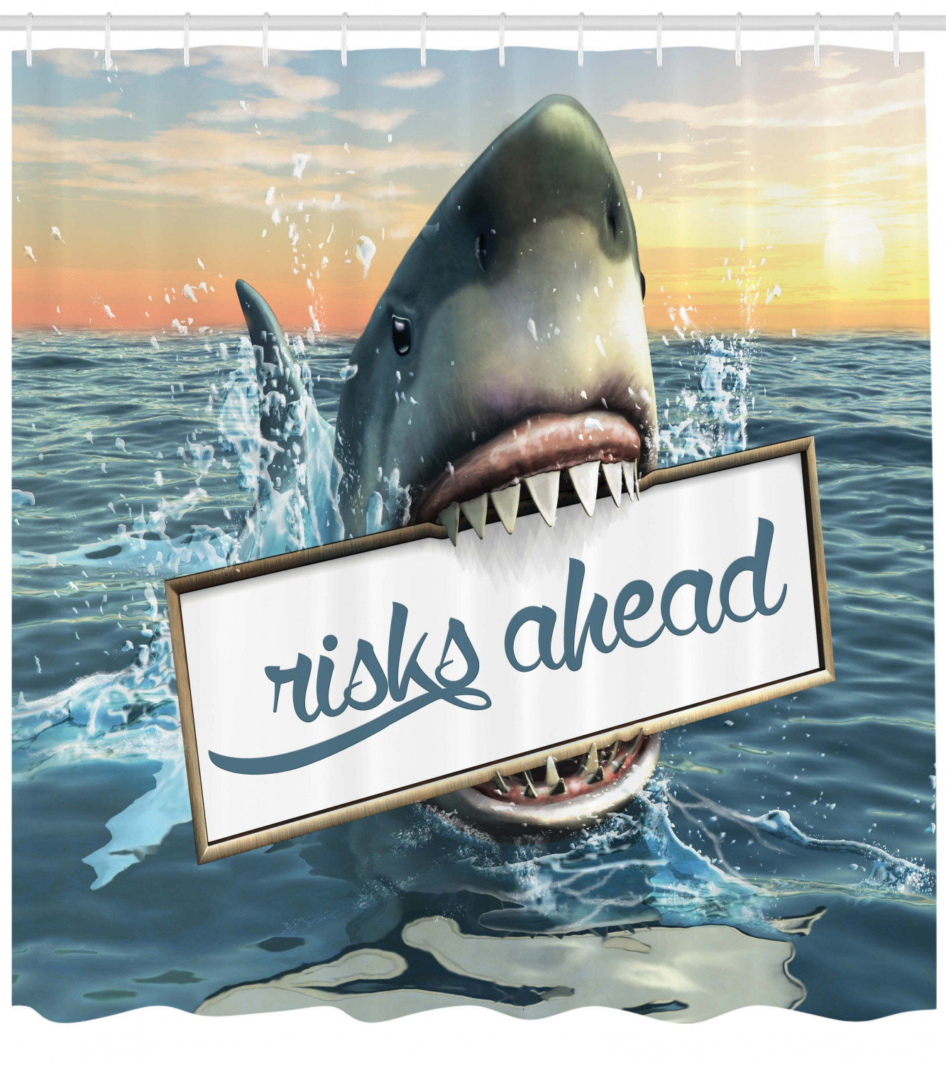 East Urban Home Shark Shower Curtain Set Hooks Wayfair